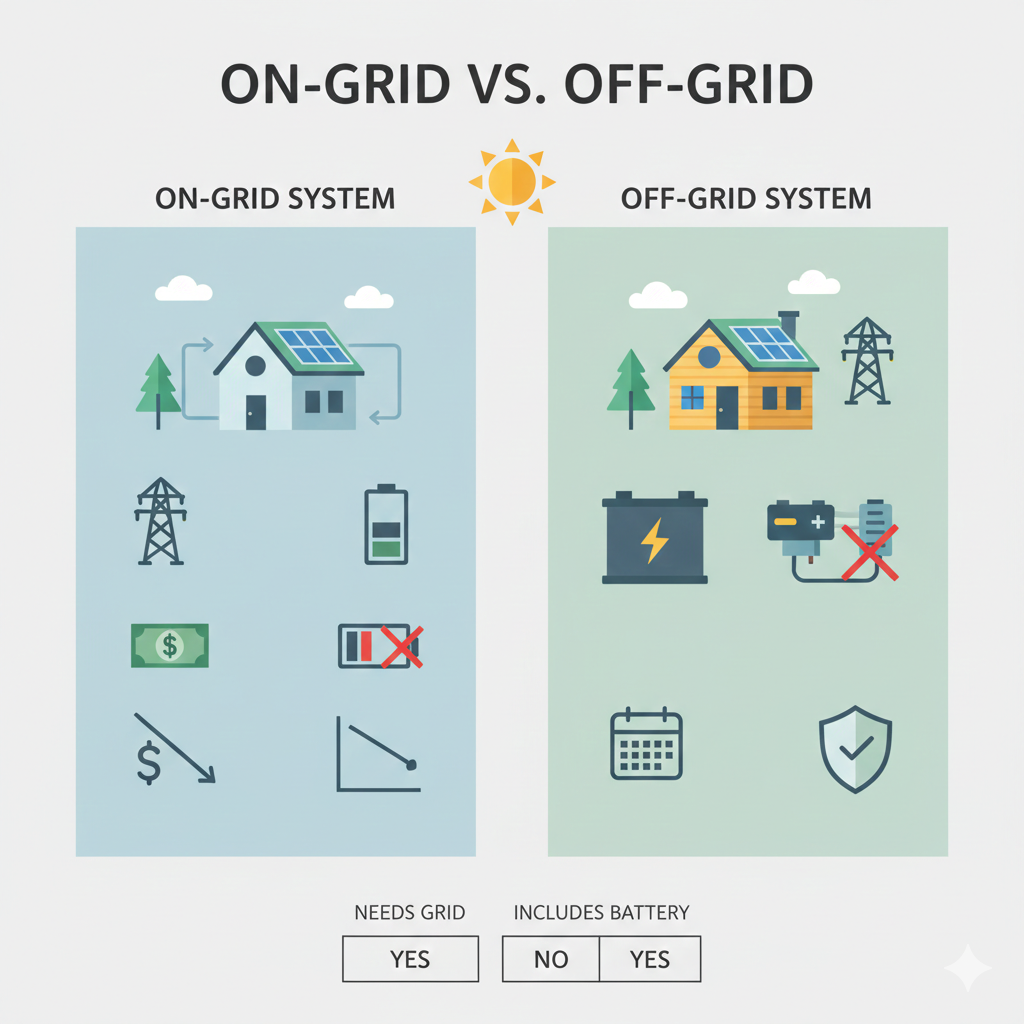 On-Grid ve Off-Grid Güneş Enerjisi Sistemi Arasındaki Farklar